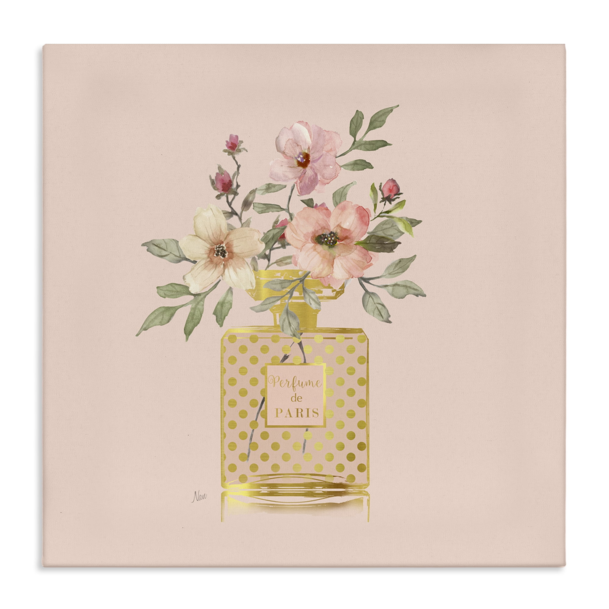 Stupell Industries Glam Perfume Bouquet Botanical & Floral Painting Gallery Wrapped Canvas Art Print Wall Art, 17 x 17
