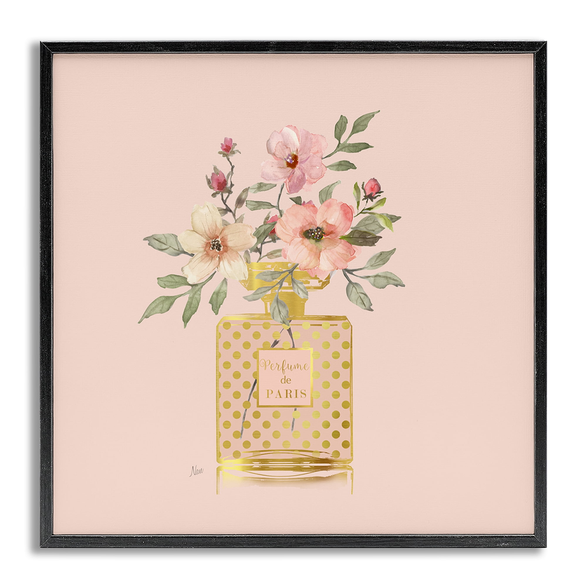 Stupell Industries Glam Perfume Bouquet Botanical & Floral Painting Gray Framed Art Print Wall Art, 12 x 12