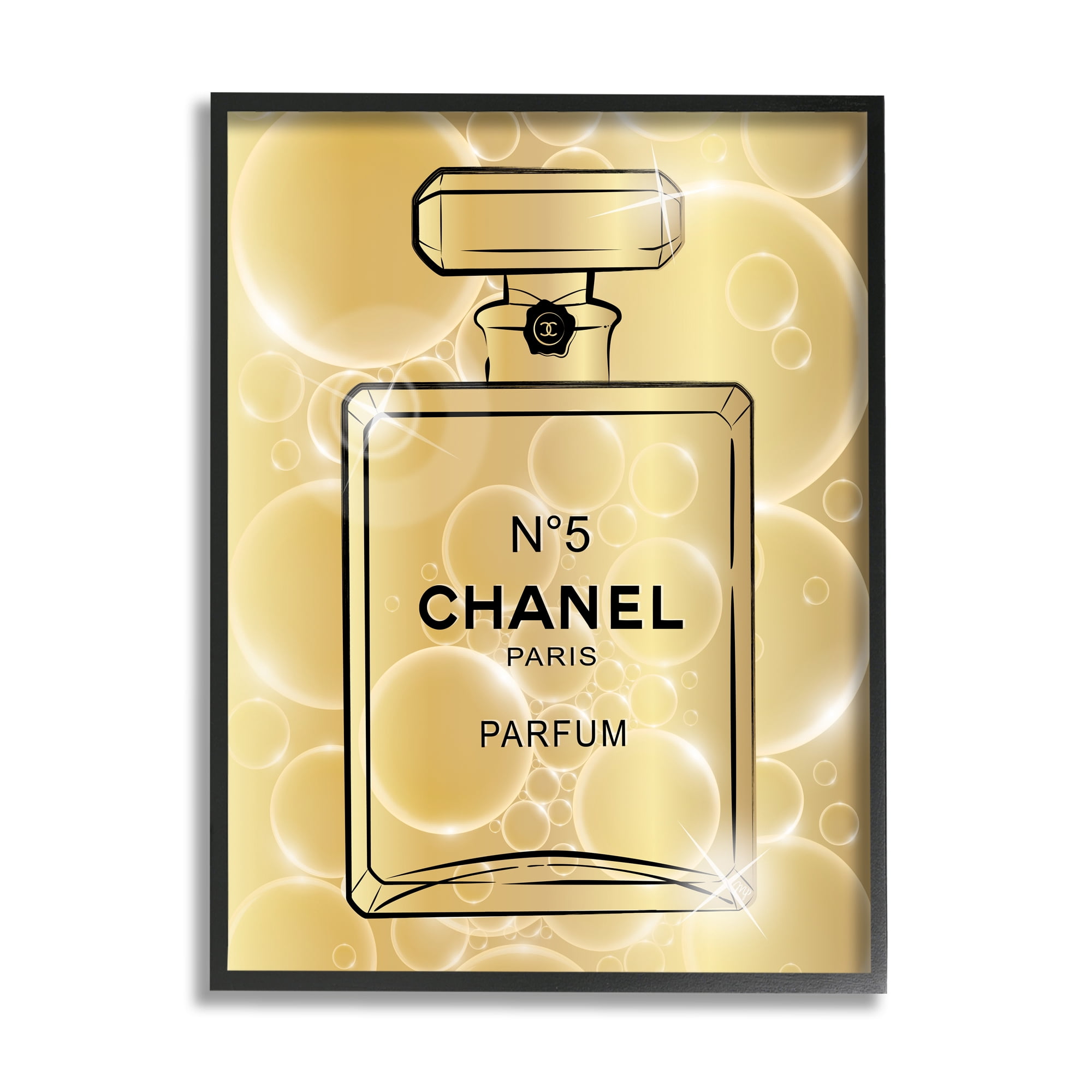 Stupell Industries Glam Perfume with Bubbles Beauty & Fashion Painting Black Framed Art Print Wall Art, 11 x 14