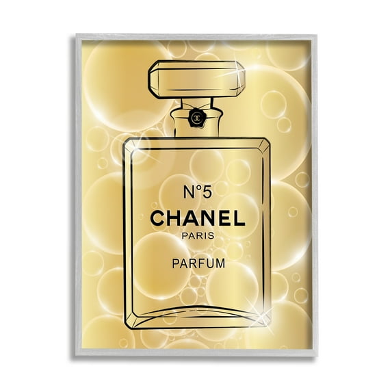 Stupell Industries Glam Perfume with Bubbles Beauty & Fashion Painting Gray Framed Art Print Wall Art, 24 x 30