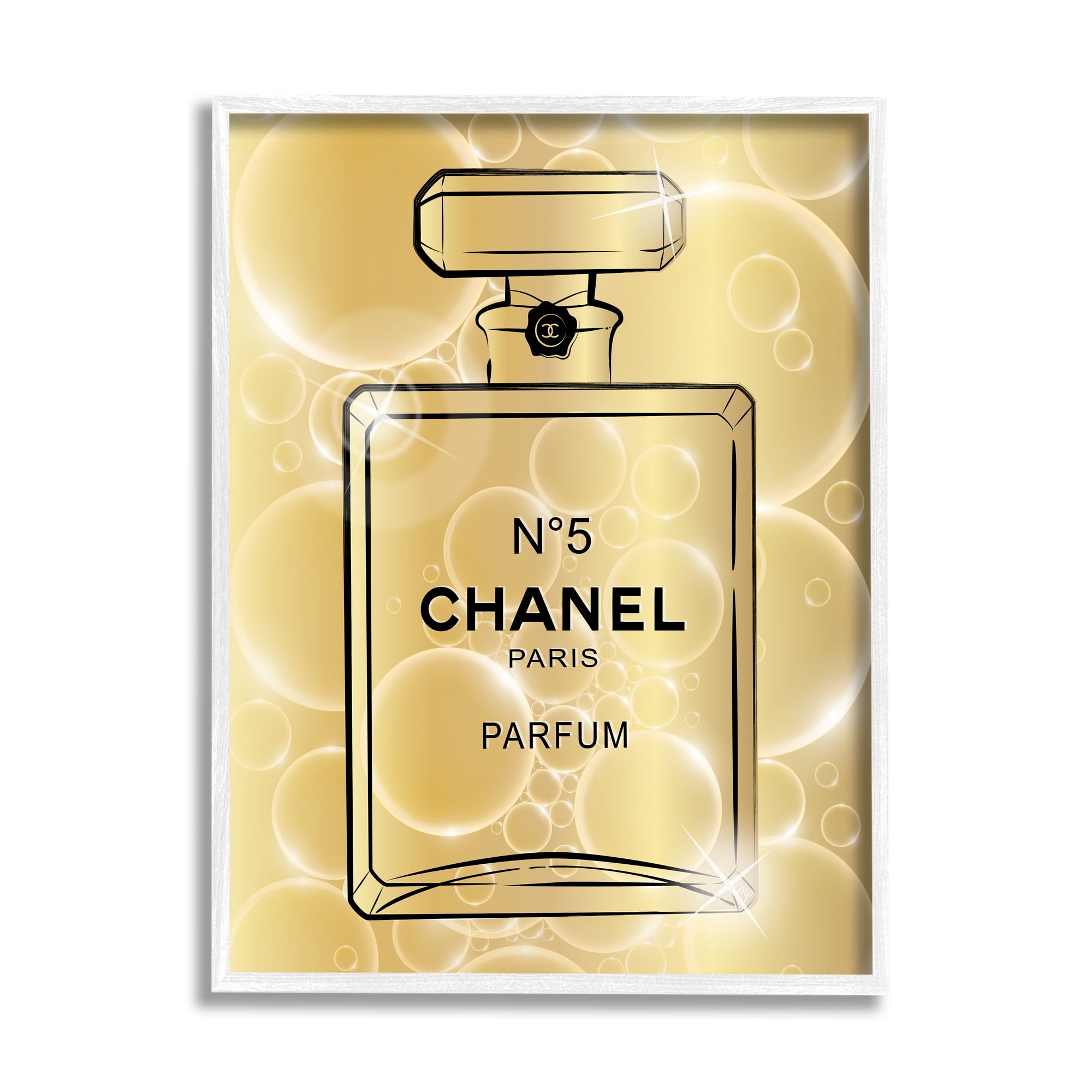 Stupell Industries Glam Perfume with Bubbles Beauty & Fashion Painting White Framed Art Print Wall Art, 16 x 20
