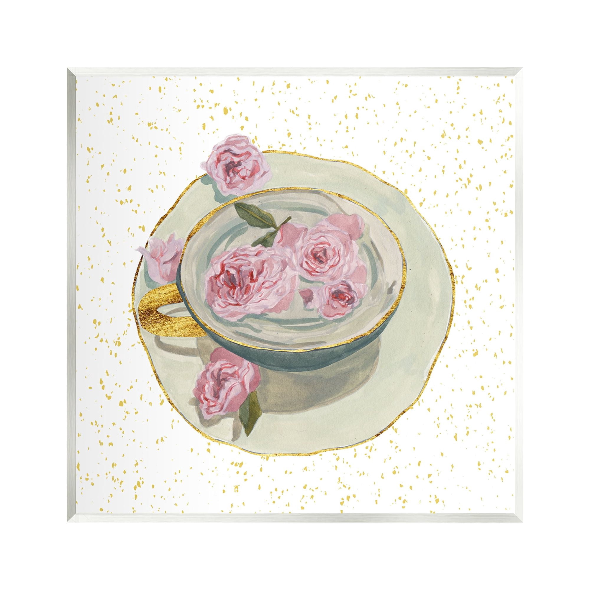 Stupell Industries Glam Petals Teacup Food & Beverage Painting Unframed Art Print Wall Art, 12 x 12