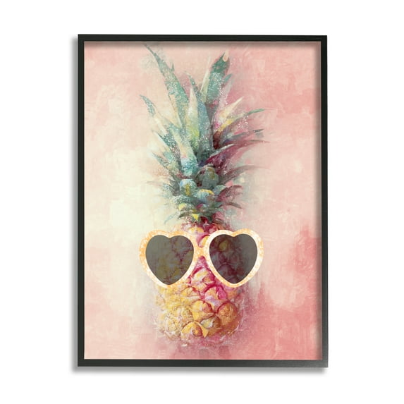Stupell Industries Glam Pineapple & Sunglasses Food & Beverage Painting Black Framed Art Print Wall Art, 11 x 14