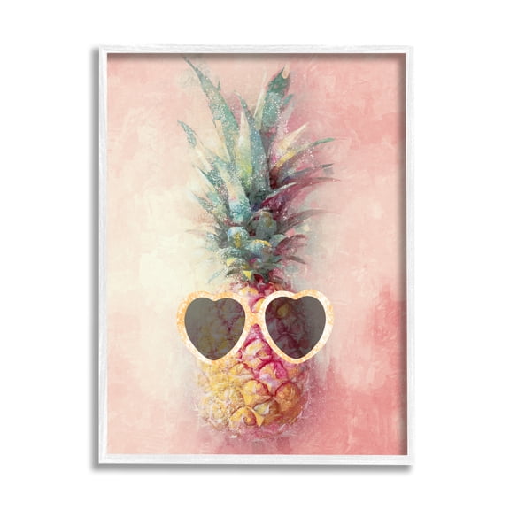Stupell Industries Glam Pineapple & Sunglasses Food & Beverage Painting White Framed Art Print Wall Art, 24 x 30