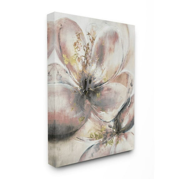 Stupell Industries Glam Pink Beige Flower Petals Floral Gold Painting Canvas Wall Art Design by K. Nari, 24" x 30"
