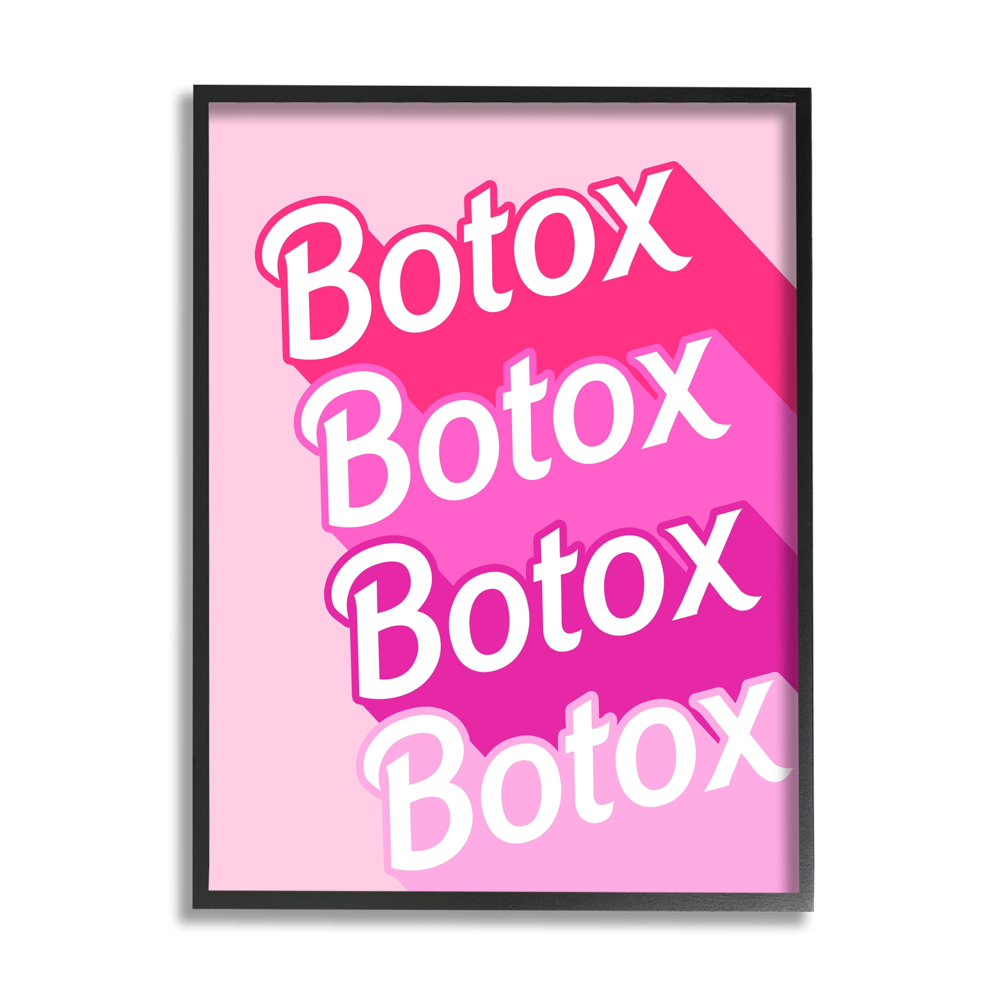Stupell Industries Glam Pink Botox Phrase Inspirational Painting Black Framed Art Print Wall Art, 16 x 20