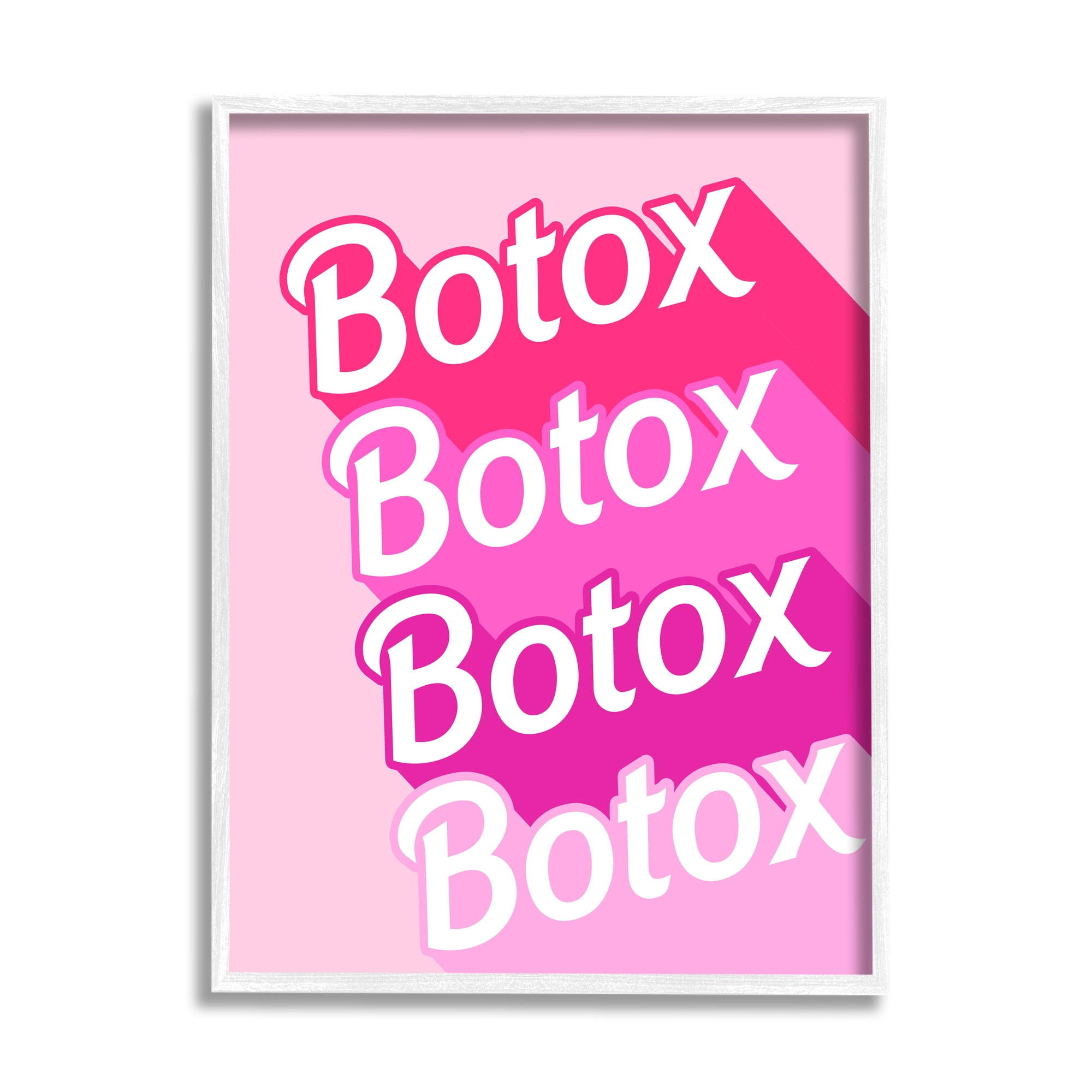 Stupell Industries Glam Pink Botox Phrase Inspirational Painting White Framed Art Print Wall Art, 24 x 30