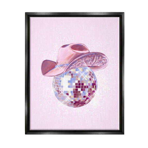 Stupell Industries Glam Pink Disco Cowgirl Beauty & Fashion Painting Black Floater Framed Canvas Art Print Wall Art, 17 x 21