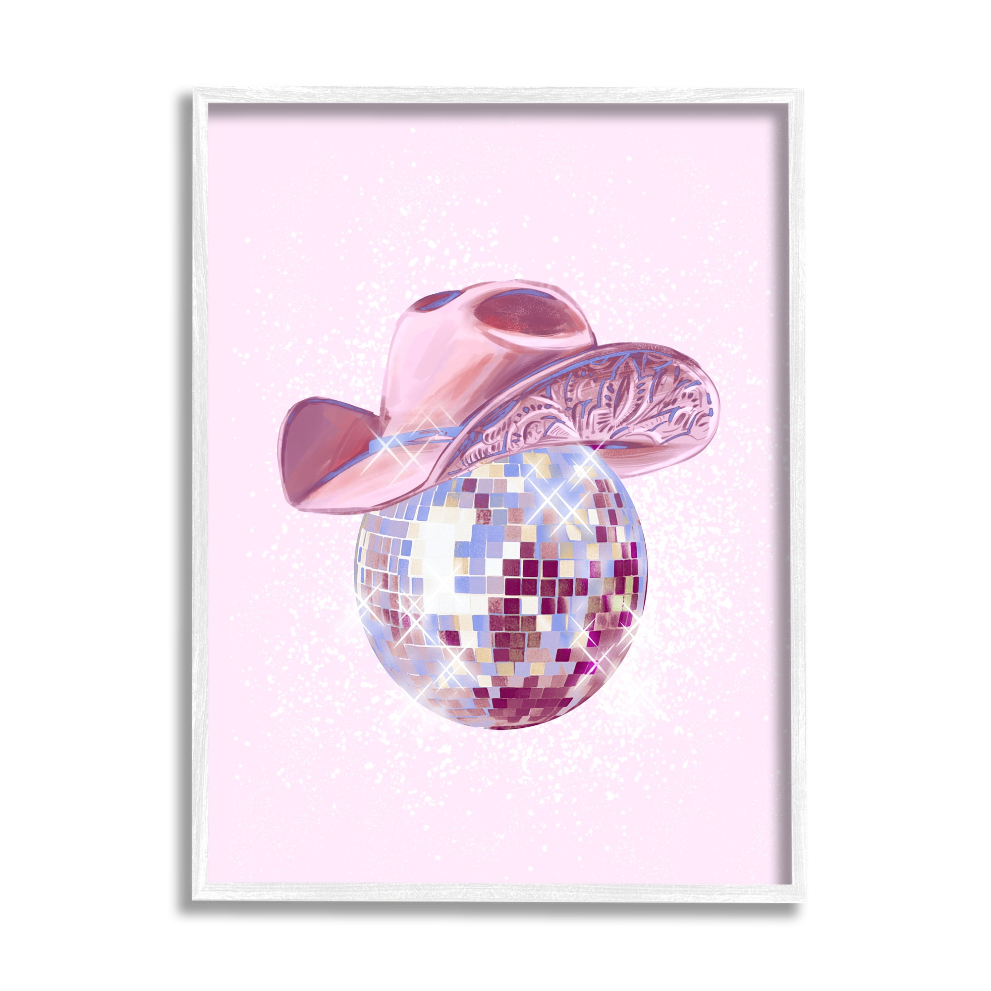 Stupell Industries Glam Pink Disco Cowgirl Beauty & Fashion Painting White Framed Art Print Wall Art, 16 x 20