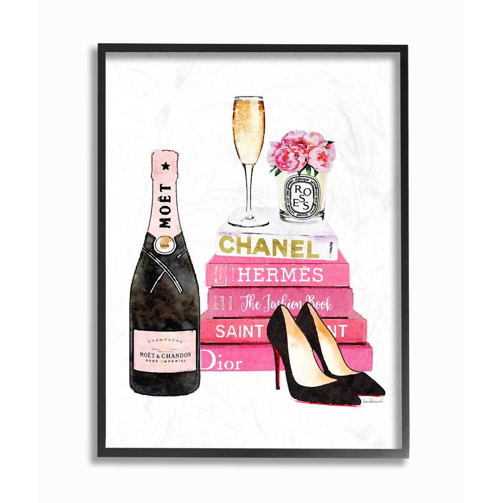 Glamorous Pink and Black Fashion Canvas Print with Ebony Frame