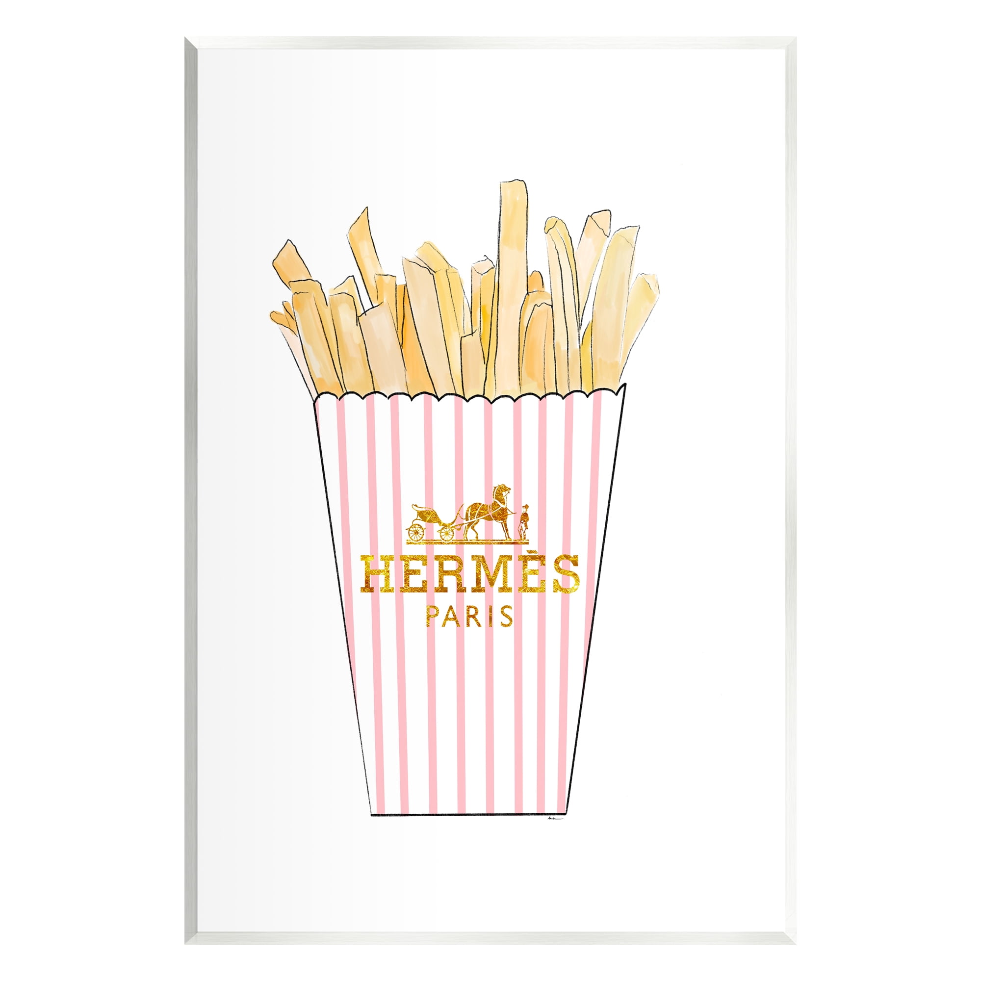 Stupell Industries Glam Pink Fashion Fries Food & Beverage Painting Unframed Art Print Wall Art, 13 x 19