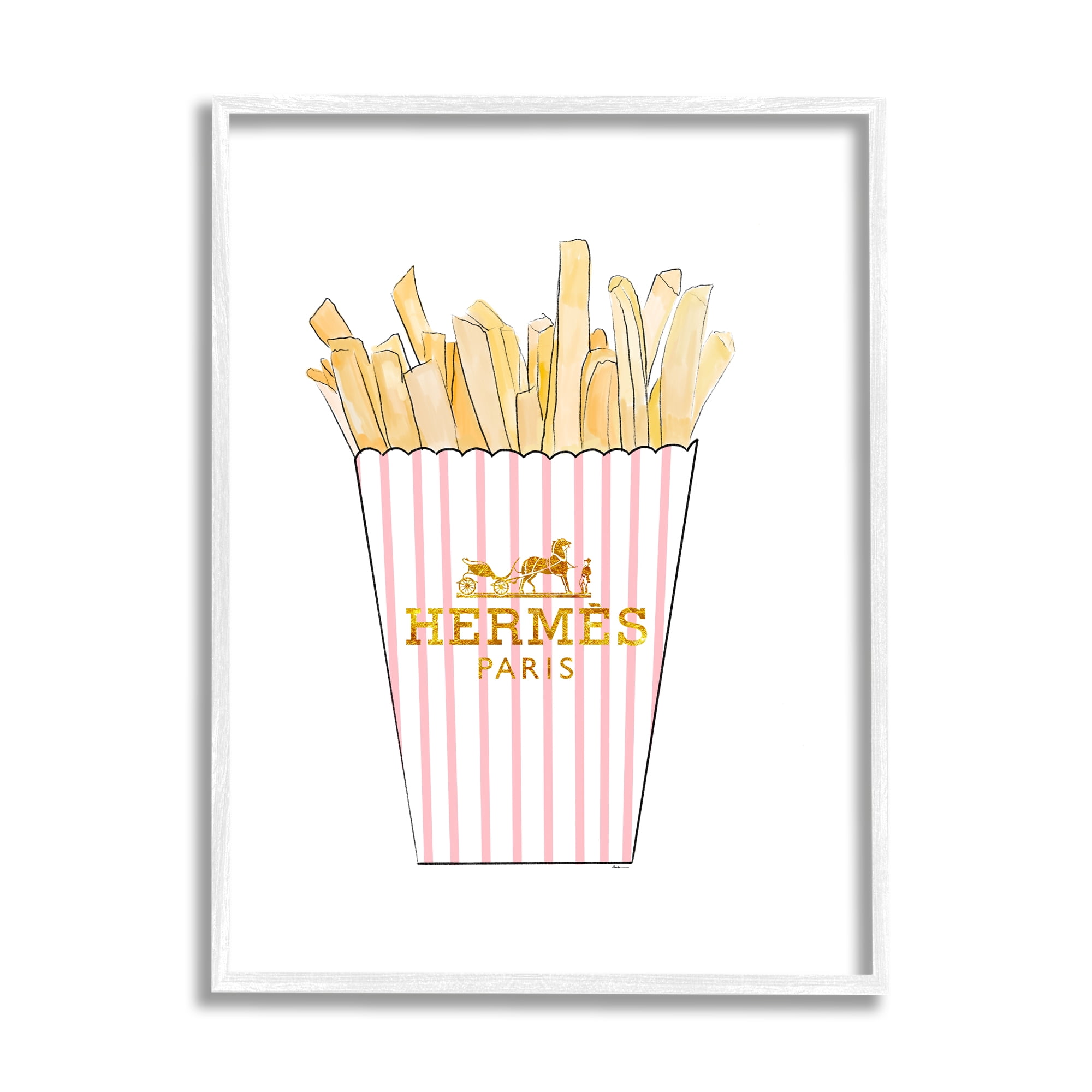 Stupell Industries Glam Pink Fashion Fries Food & Beverage Painting White Framed Art Print Wall Art, 11 x 14