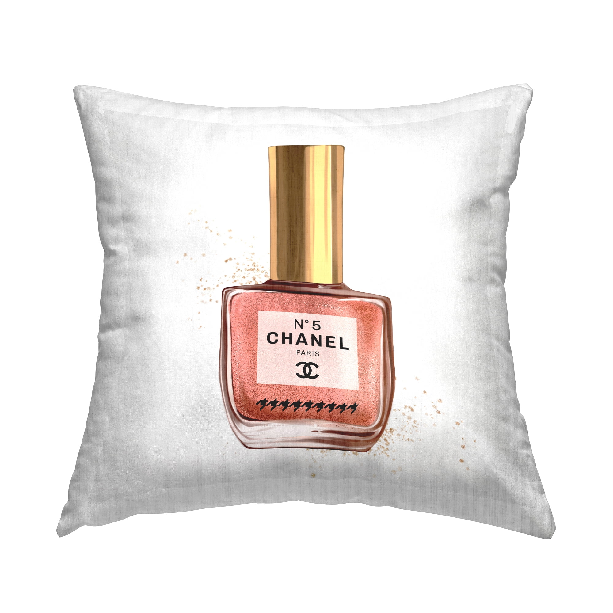 Stupell Industries Glam Pink Glitzy Nail Polish Square Decorative Printed Throw Pillow, 18 x 18,