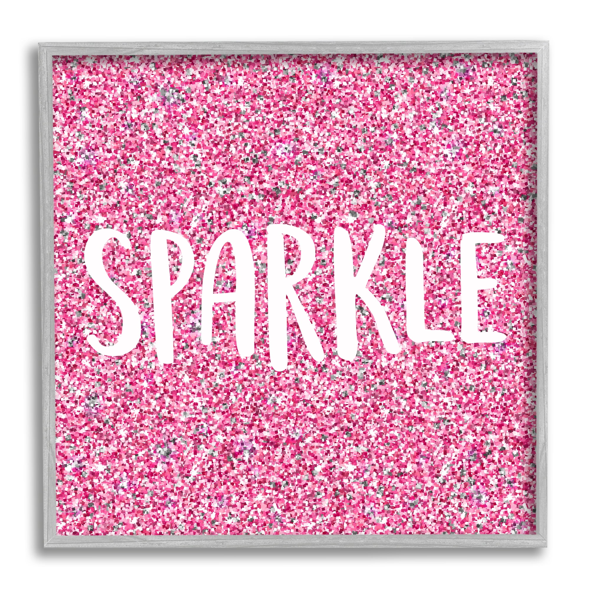 Stupell Industries Glam Pink Sparkle Pattern Phrase Inspirational Painting Gray Framed Art Print Wall Art