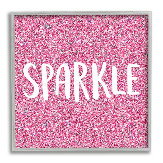Stupell Industries Glam Pink Sparkle Pattern Phrase Inspirational Painting Gray Framed Art Print Wall Art