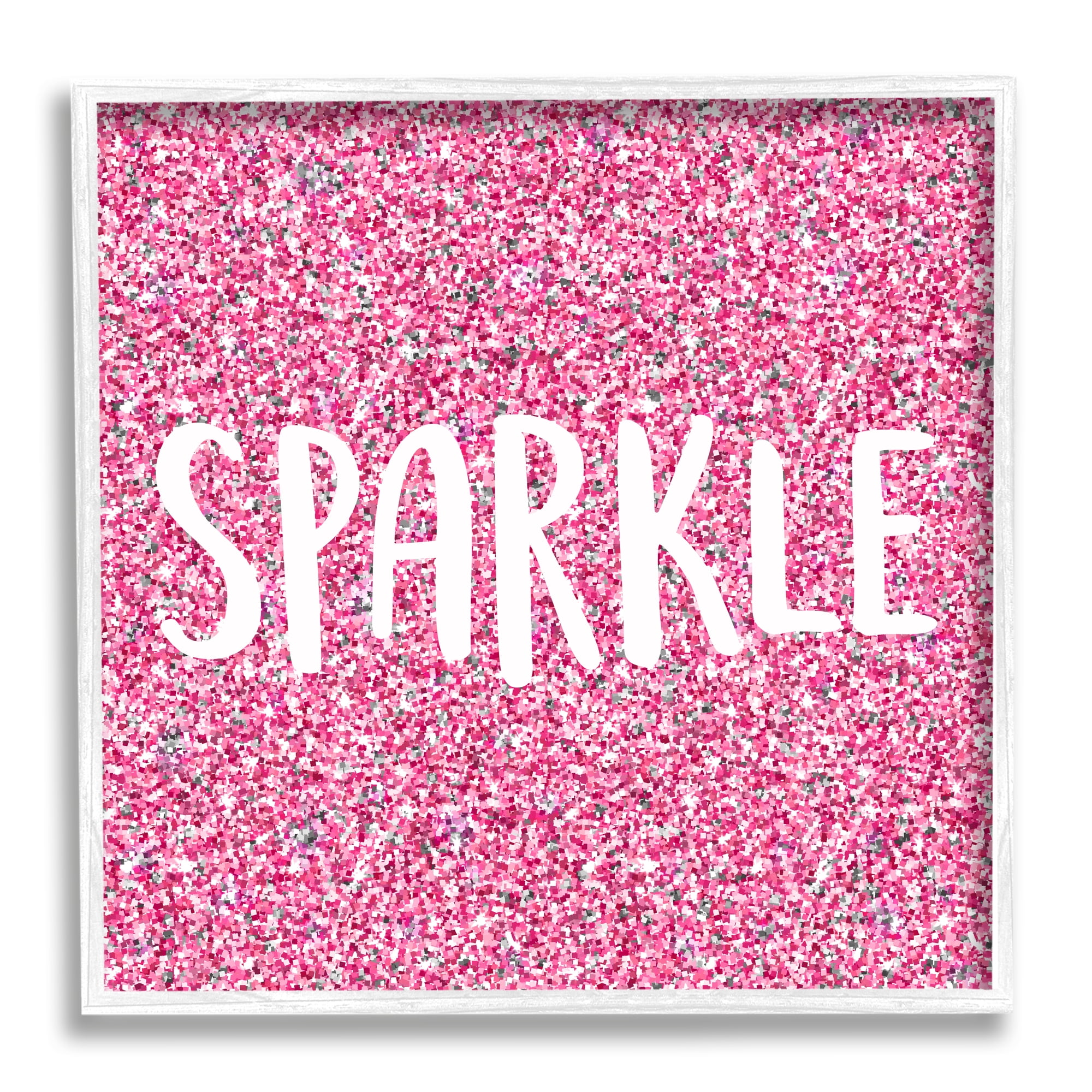Stupell Industries Glam Pink Sparkle Pattern Phrase Inspirational Painting White Framed Art Print Wall Art