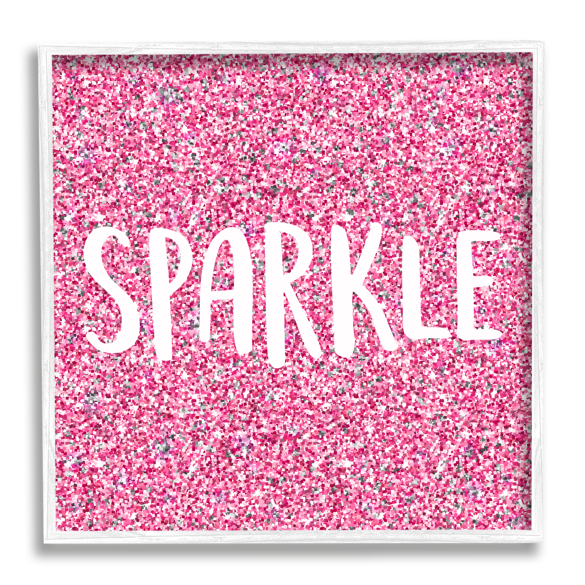 Stupell Industries Glam Pink Sparkle Pattern Phrase Inspirational Painting White Framed Art Print Wall Art
