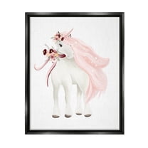 Stupell Industries Glam Pink Unicorn Fairy Tales & Fantasy Painting Black Floater Framed Canvas Art Print Wall Art, 17 x 21