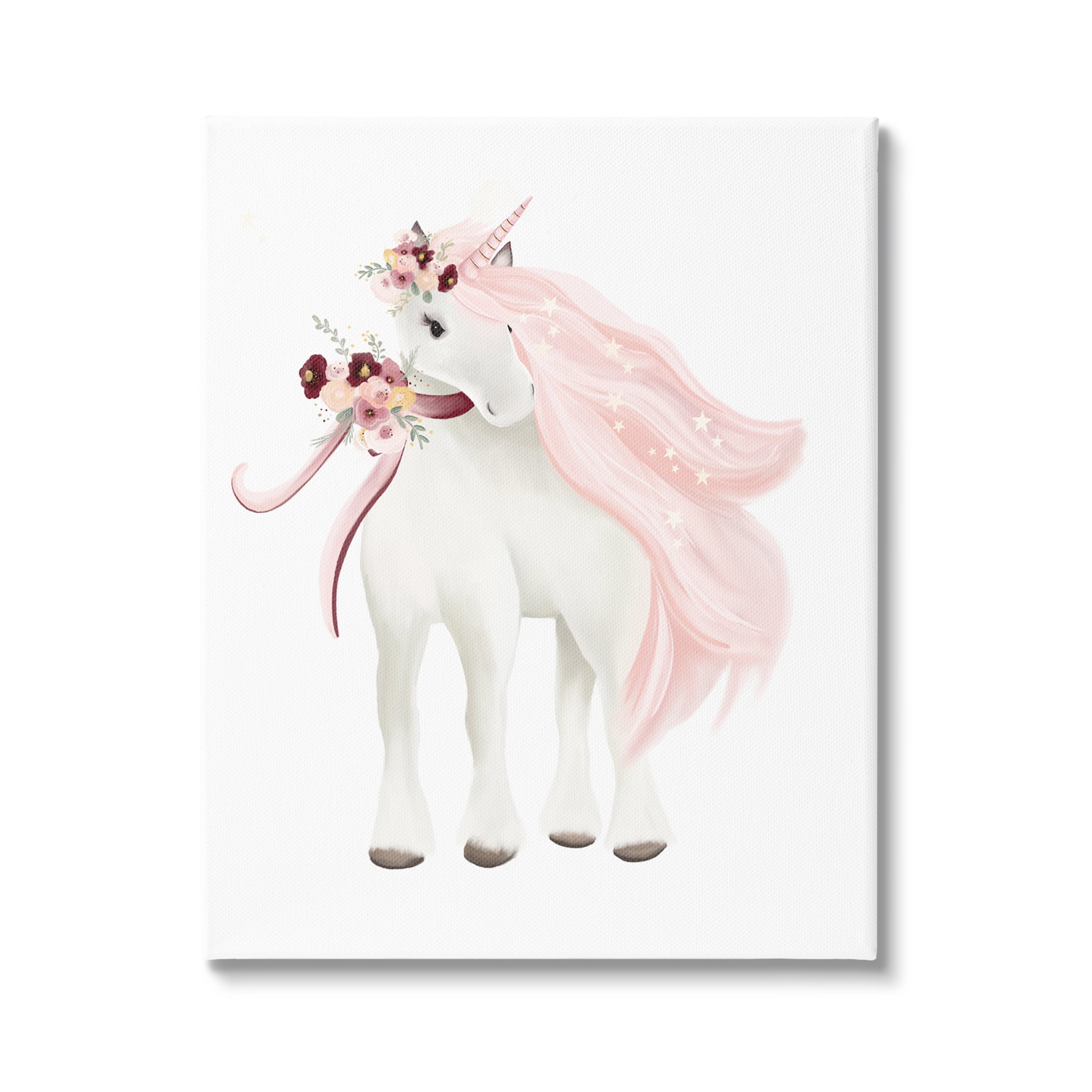 Stupell Industries Glam Pink Unicorn Fairy Tales & Fantasy Painting Gallery Wrapped Canvas Art Print Wall Art, 16 x 20