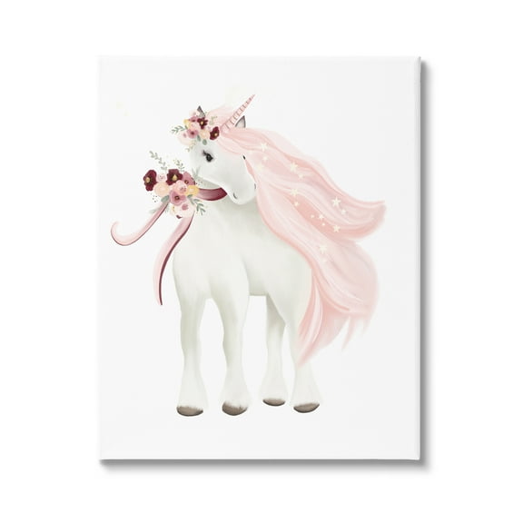Stupell Industries Glam Pink Unicorn Fairy Tales & Fantasy Painting Gallery Wrapped Canvas Art Print Wall Art, 16 x 20