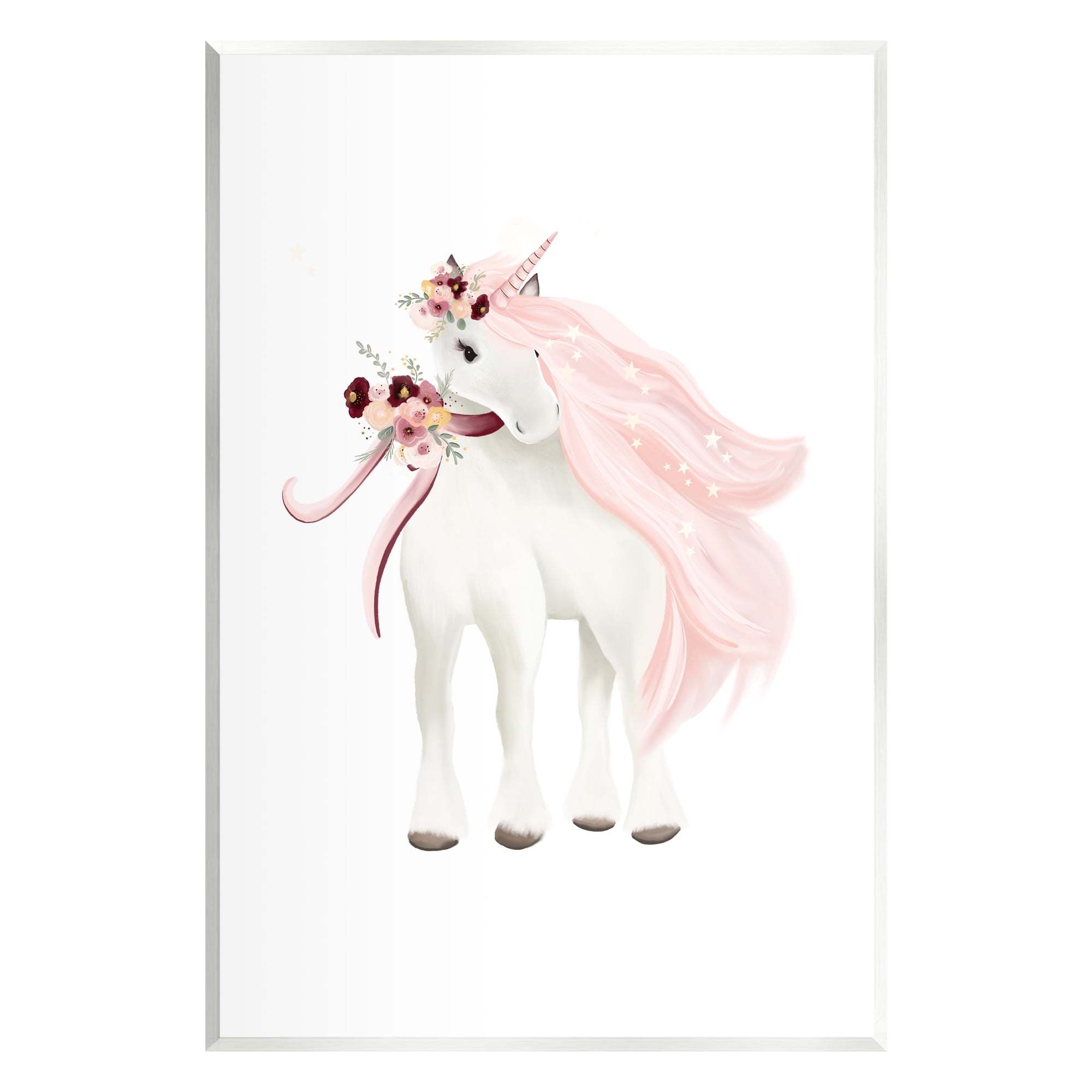 Stupell Industries Glam Pink Unicorn Fairy Tales & Fantasy Painting Unframed Art Print Wall Art, 13 x 19
