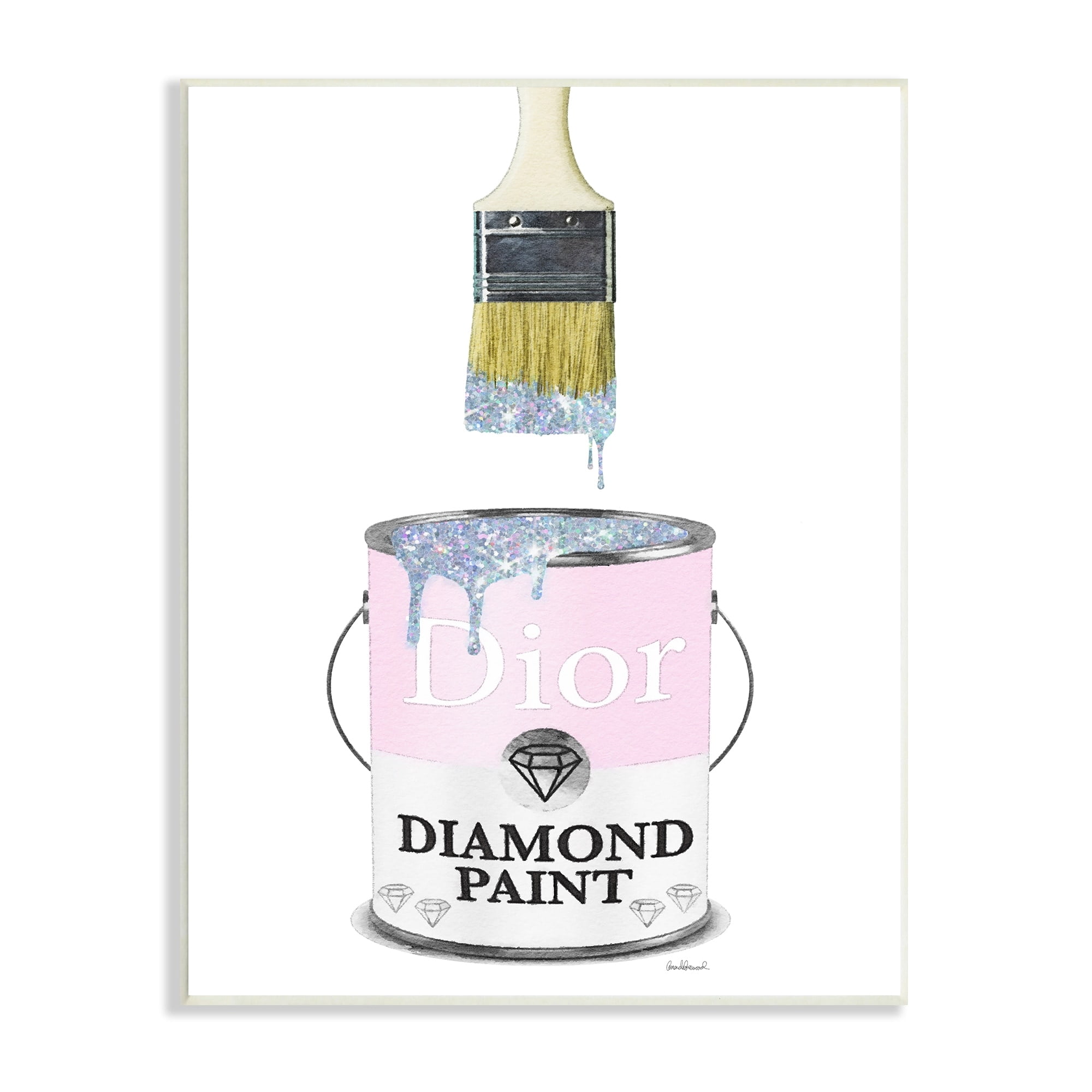 Stupell Industries Glam Pop Diamond Pink P. Can Sparkle Brush, 10 x 15, Design by Amanda Greenwood