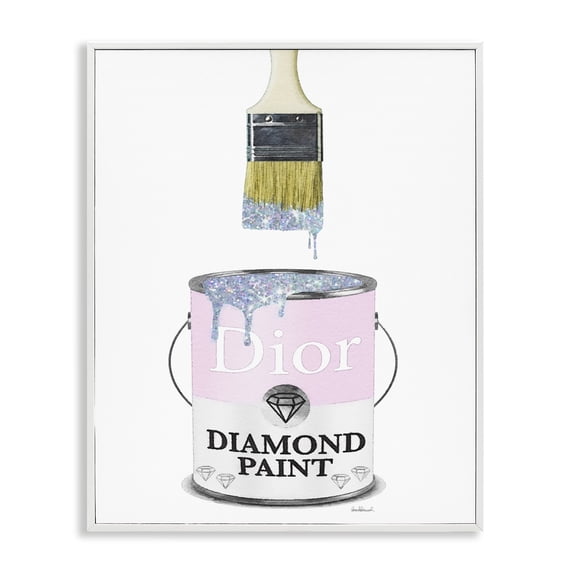Stupell Industries Art Deco Glam Pop Diamond Pink Paint Can Sparkle Brush White Framed Giclee Art, 11 x 14, by Amanda Greenwood
