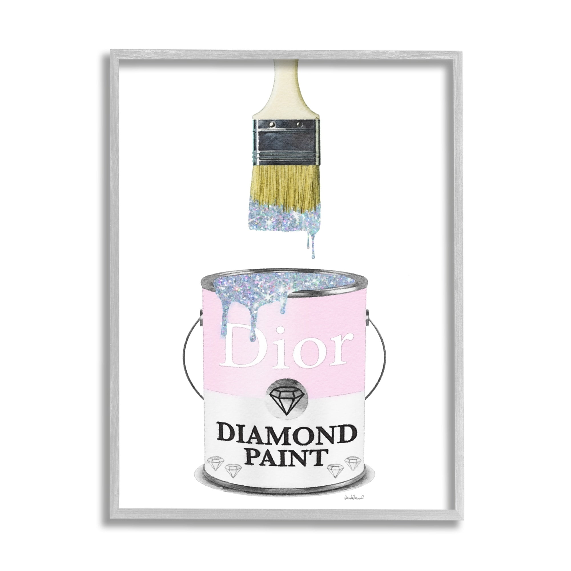 Stupell Industries Glam Pop Diamond Pink Paint Can Sparkle Brush, 24 x 30, Design by Amanda Greenwood