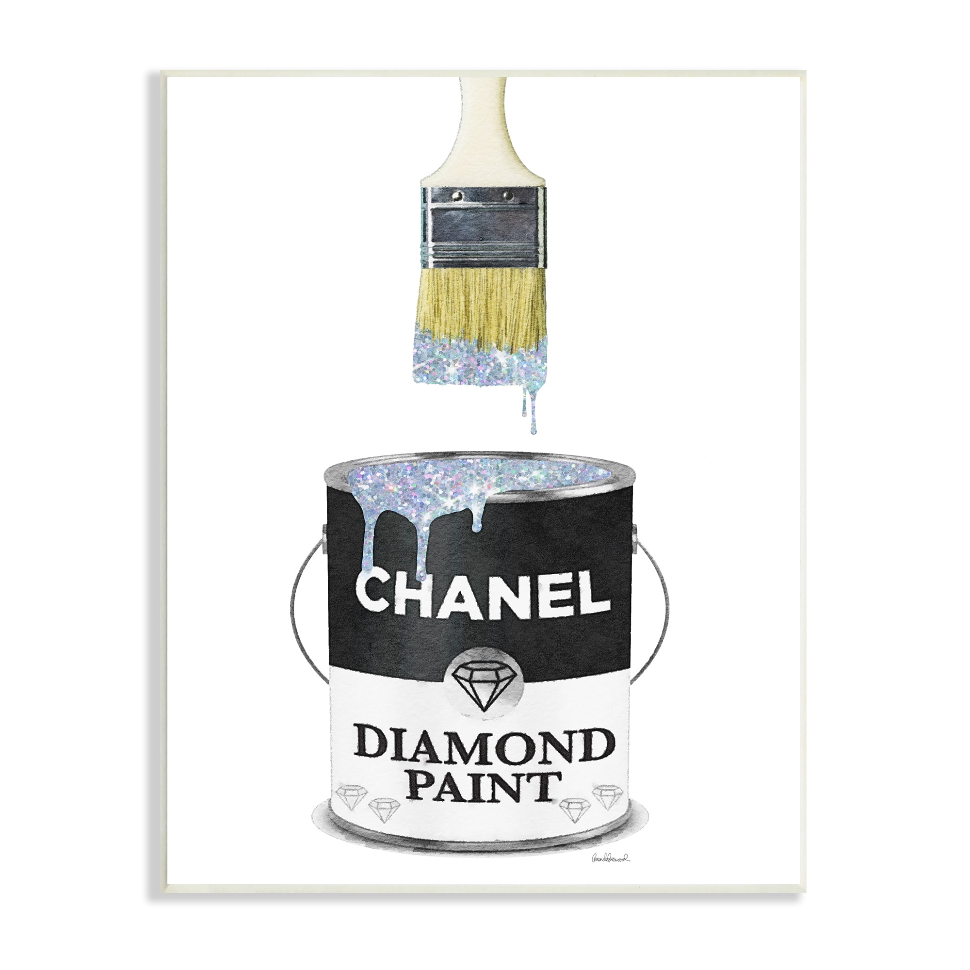 Stupell Industries Glam Pop Fashion Diamond P. Deluxe Designer Black, 13 x 19, Design by Amanda Greenwood