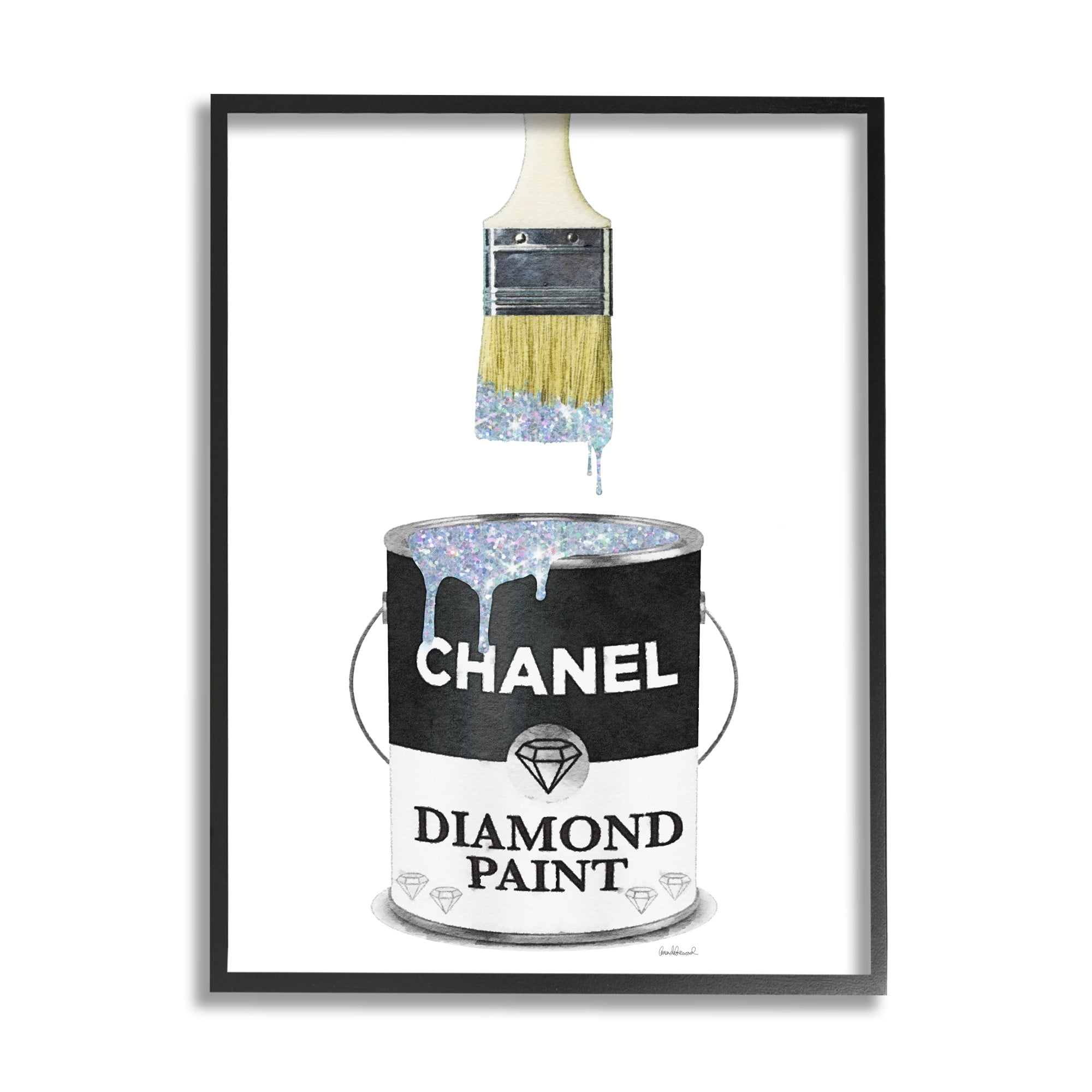 Stupell Industries Glam Pop Fashion Diamond P. Deluxe Designer Black, 16 x 20, Design by Amanda Greenwood