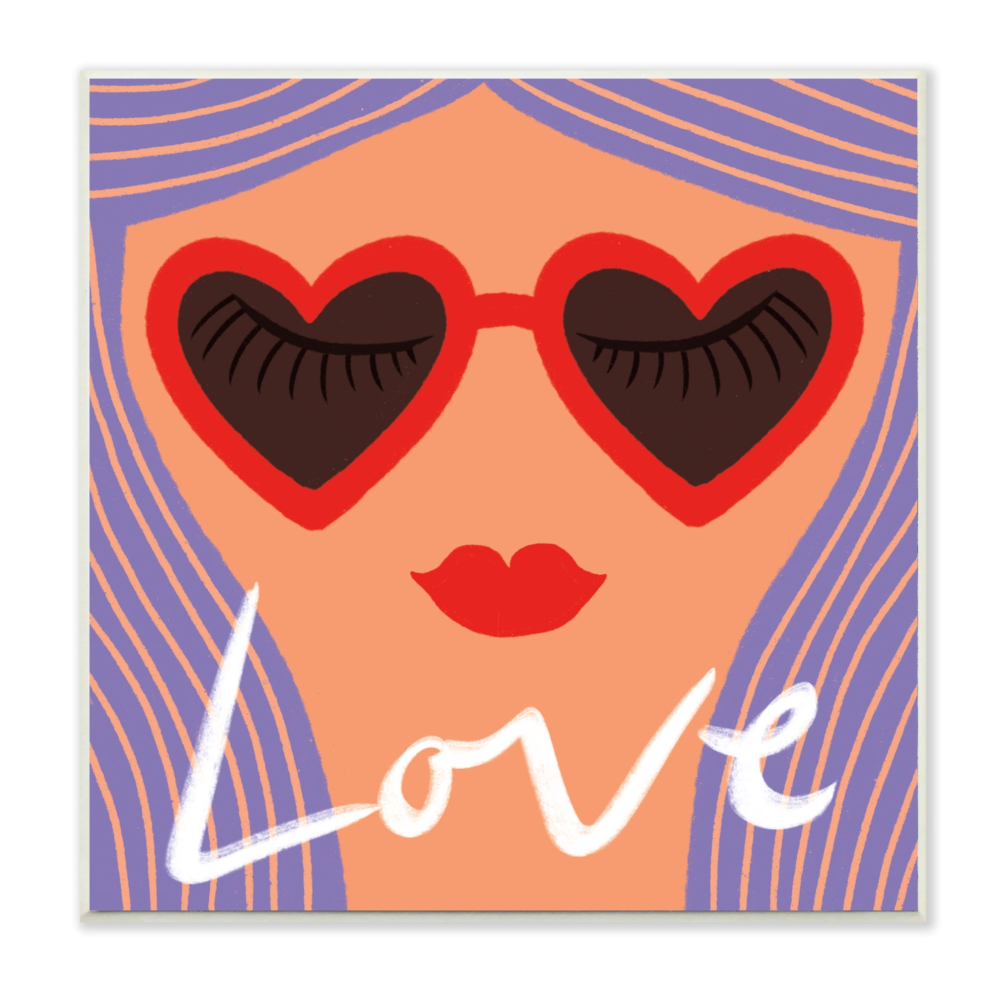 Stupell Industries Glam Pop Portrait Purple Hair Cartoon Female Wall Plaque, 12 x 12, Design by Hannah Steele