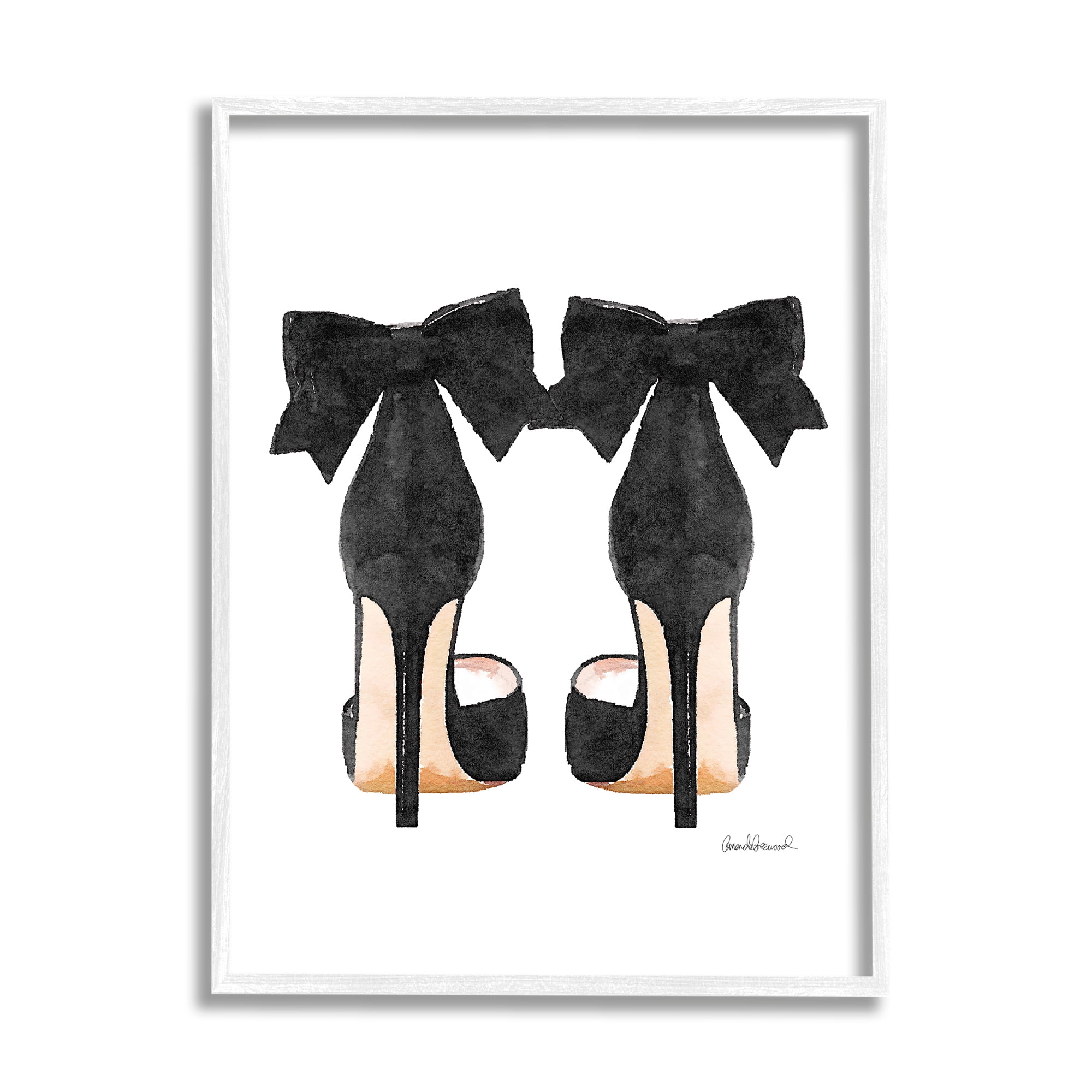 Stupell Industries Glam Pumps Heels With Black Bow, 11 x 14,Design by Amanda Greenwood
