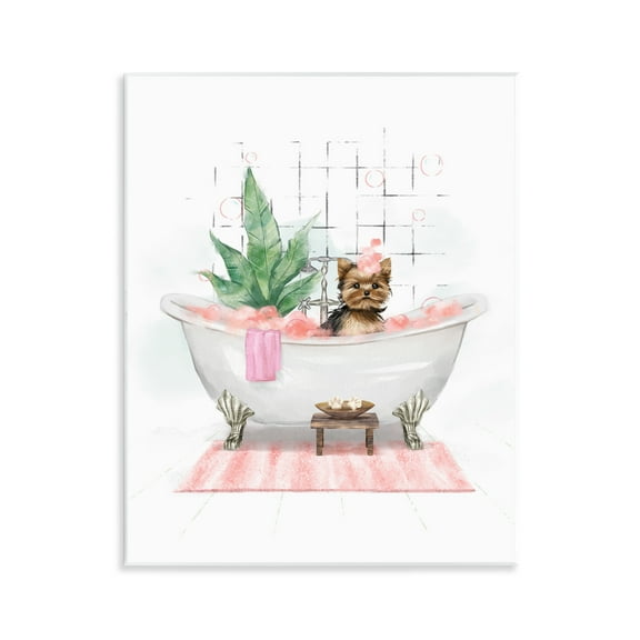 Stupell Industries Glam Pup in Tub Bath & Laundry Painting Unframed Art Print Wall Art, 11 x 14