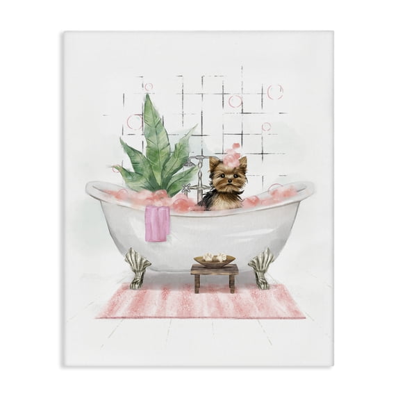 Stupell Industries Shabby Chic Glam Pup in Tub Canvas Art, 24 x 30, by Ziwei Li