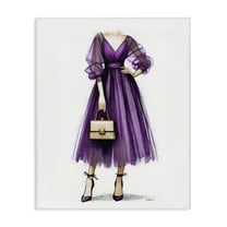Stupell Industries Glam Purple Gown Fashion Painting Wrapped Canvas Art Print Wall Art, 16 x 20