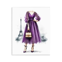 Stupell Industries Glam Purple Paris Gown Fashion Painting Unframed Art Print Wall Art, 11 x 14