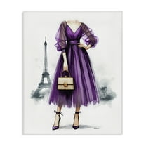 Stupell Industries Glam Purple Paris Gown Fashion Painting Wrapped Canvas Art Print Wall Art, 16 x 20