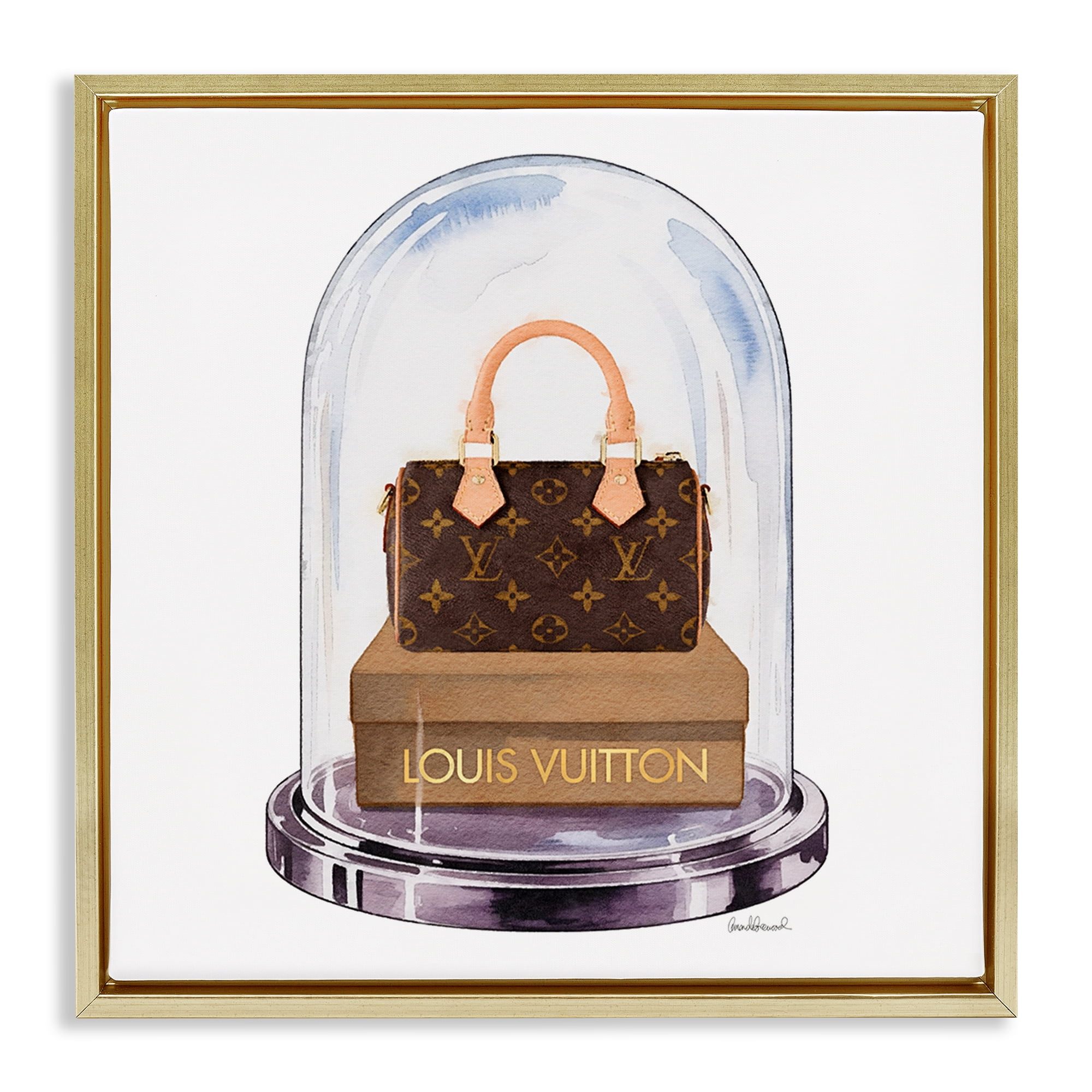 Stupell Industries Glam Purse Bell Jar Gold Framed Floater Canvas Wall Art, design by Amanda Greenwood
