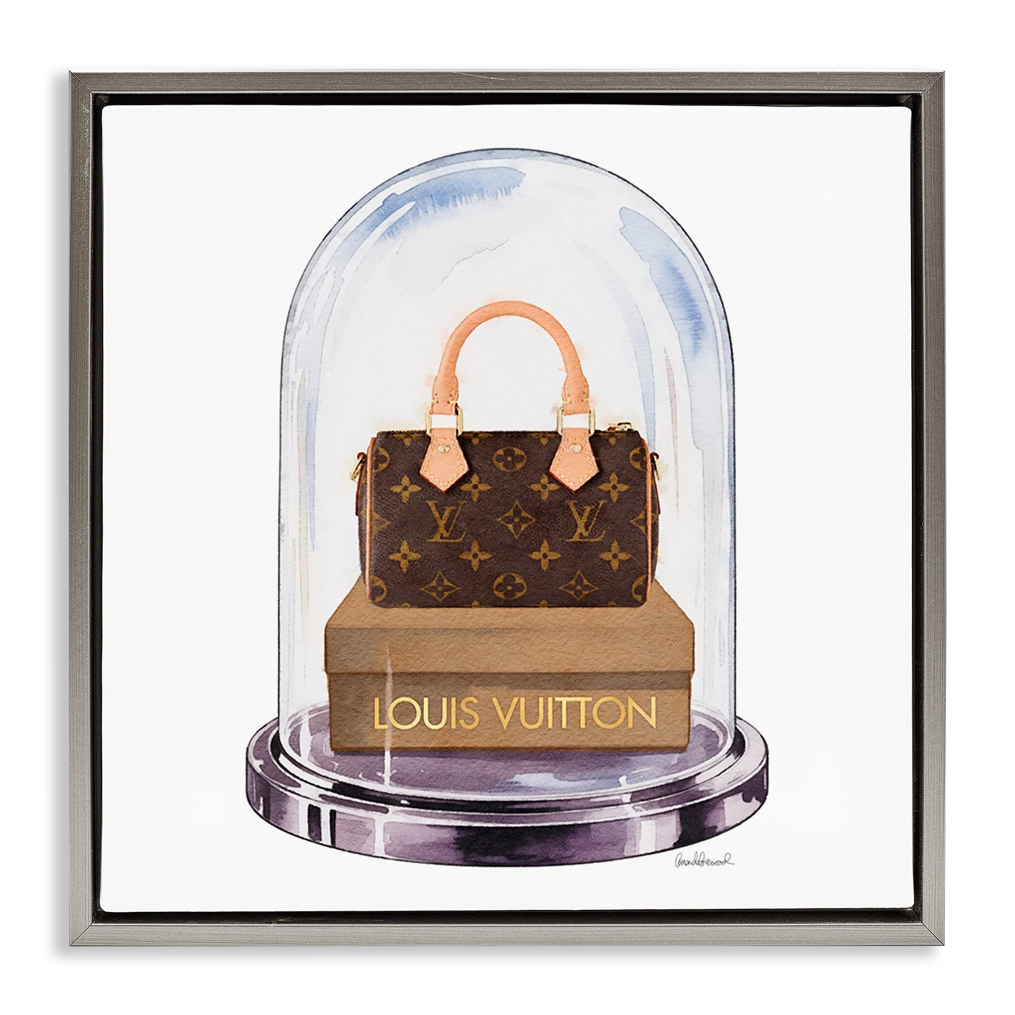 Stupell Industries Glam Purse Bell Jar Gray Framed Floater Canvas Wall Art, design by Amanda Greenwood