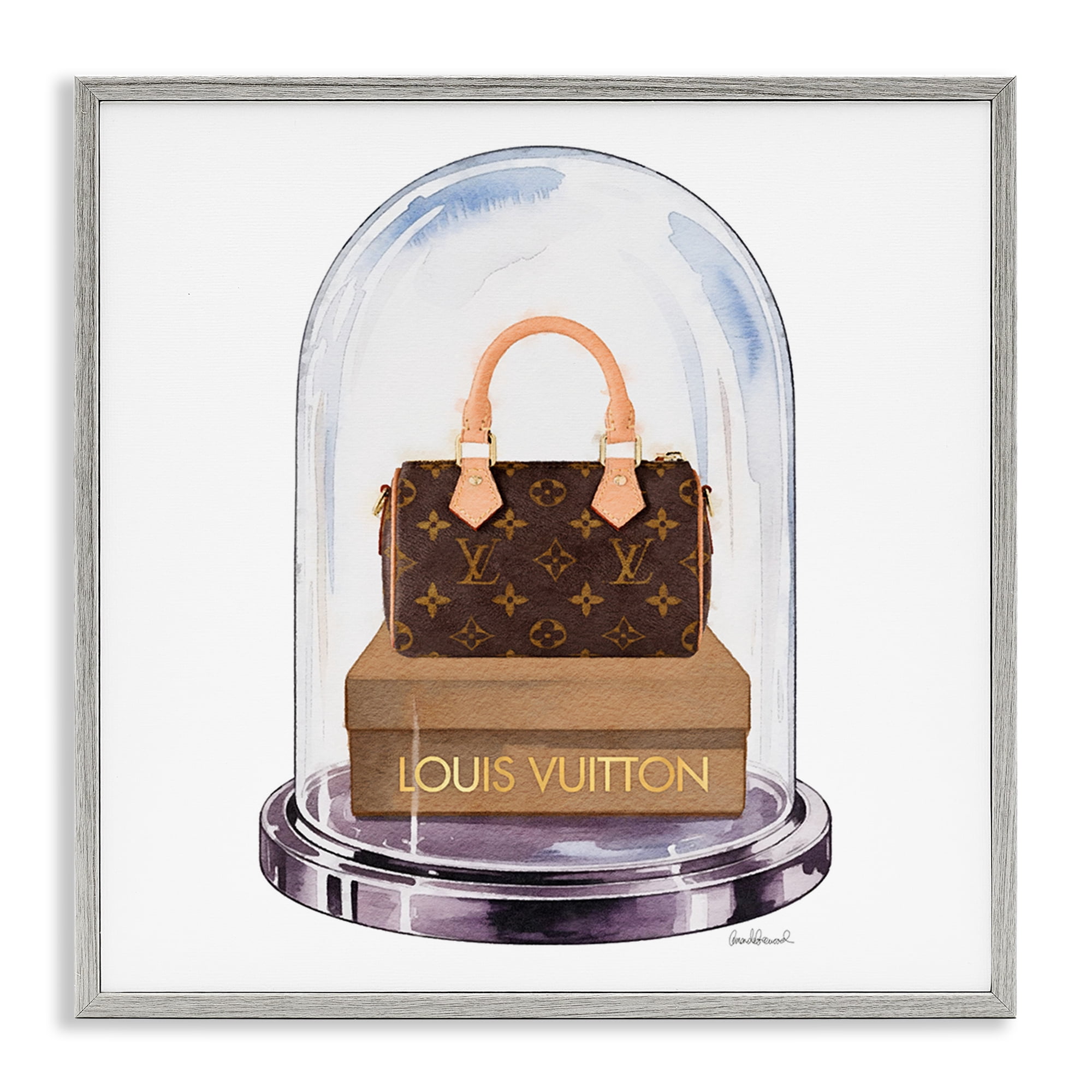Stupell Industries Glam Purse Bell Jar Gray Framed Giclee Art, design by Amanda Greenwood