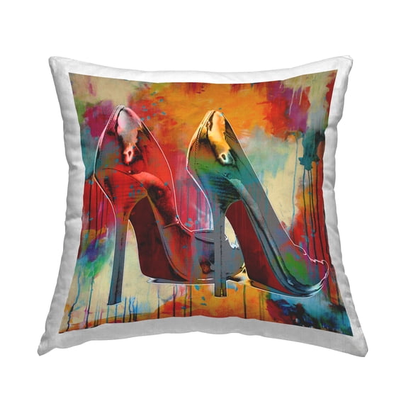 Stupell Industries Glam Rainbow High Heels Shoes Printed Throw Pillow Design by Sarah McGuire