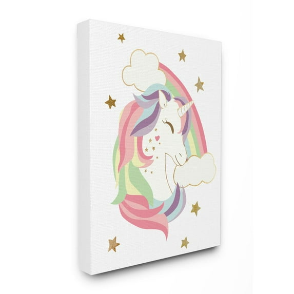 Stupell Industries Glam Rainbow Unicorn Starry Rainbow Design Canvas Wall Art Design by Ziwei Li