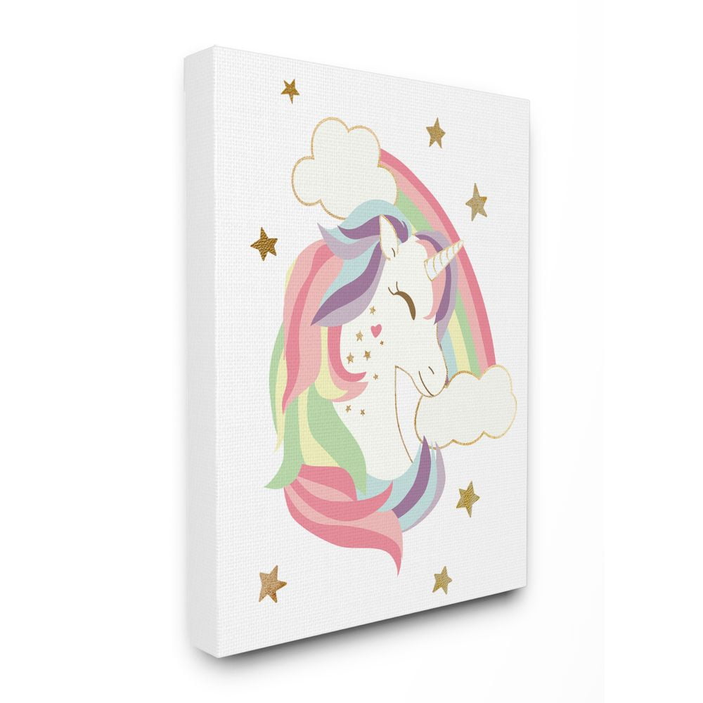 Stupell Industries Glam Rainbow Unicorn Starry Rainbow Design Canvas Wall Art Design by Ziwei Li, 36" x 48"