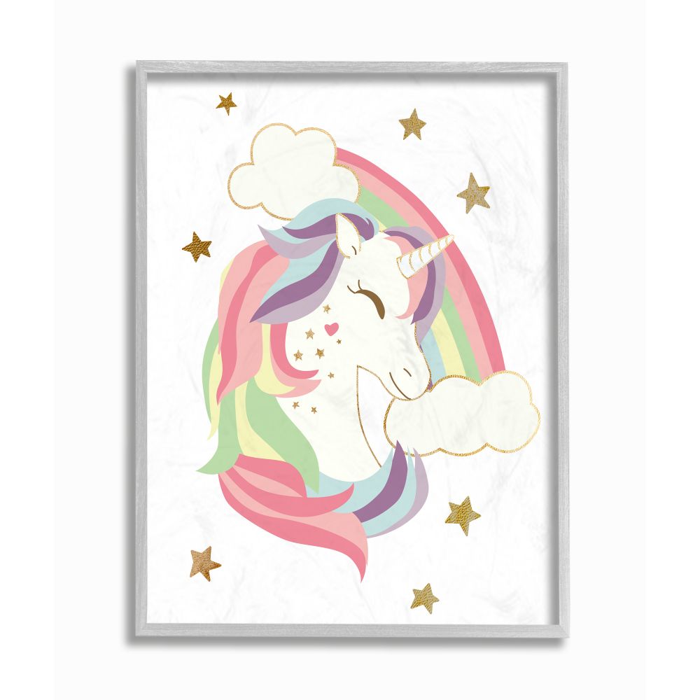Stupell Industries Glam Rainbow Unicorn Starry Rainbow Design Framed Wall Art Design by Ziwei Li