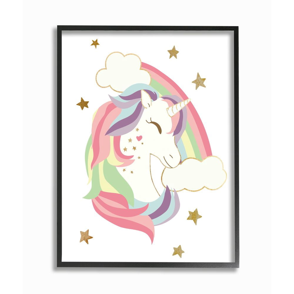 Stupell Industries Glam Rainbow Unicorn Starry Rainbow Design Framed Wall Art Design by Ziwei Li