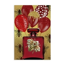 Stupell Industries Glam Red Bee Perfume Fashion Painting Wrapped Canvas Art Print Wall Art, 16 x 24