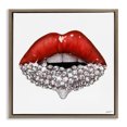 thumbnail image 1 of Stupell Industries Glam Red Glam Lips with Gemstones Brown Floating Frame Canvas Art, 18 x 18, by Ziwei Li, 1 of 7