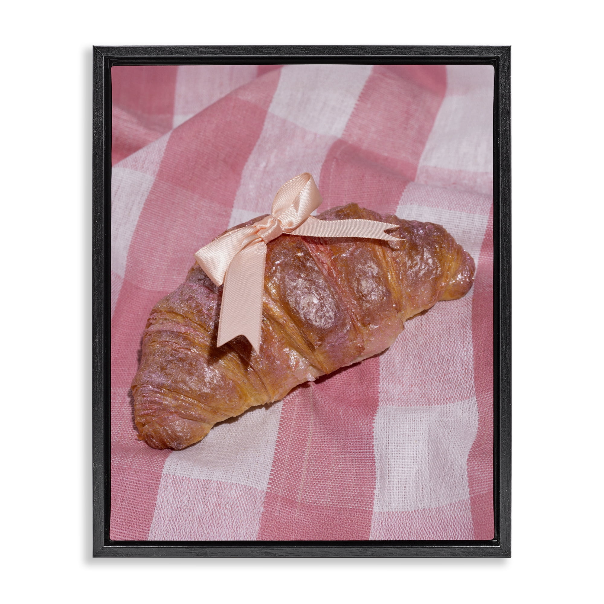 Stupell Industries Glam Ribbon Croissant Black Framed Floater Canvas Wall Art, design by LISH Creative