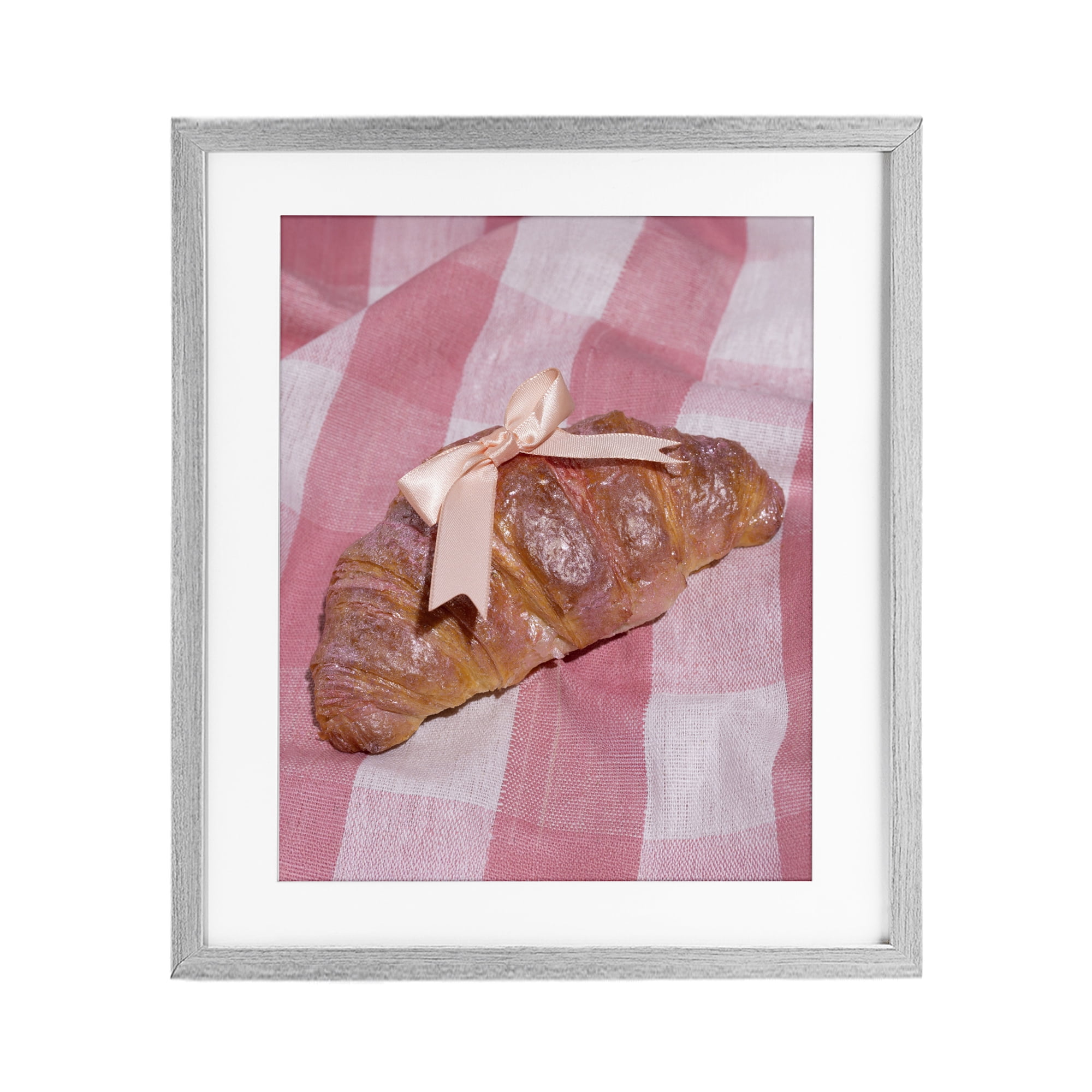 Stupell Industries Glam Ribbon Croissant Gray Framed Print Under Glass, design by LISH Creative