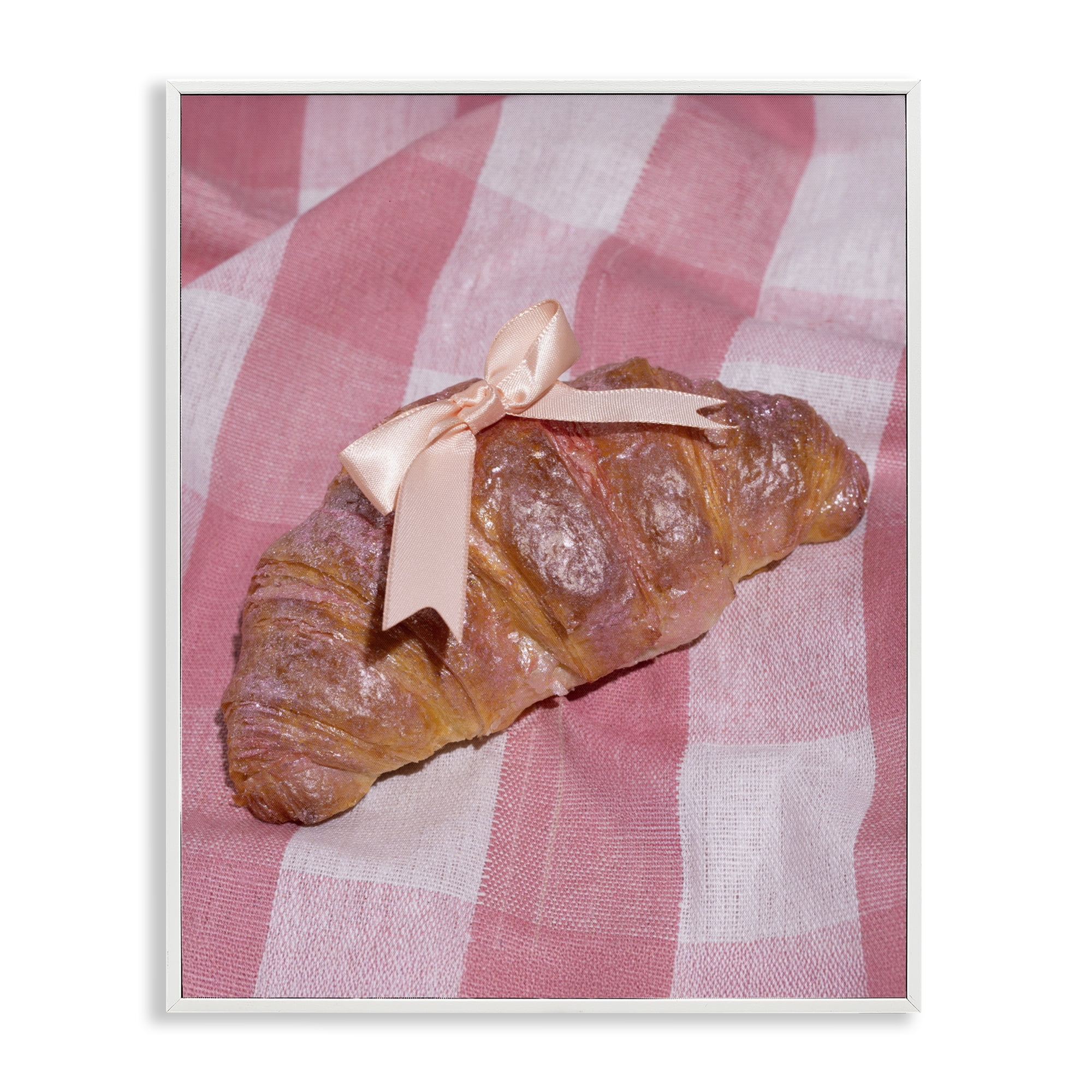 Stupell Industries Glam Ribbon Croissant White Framed Giclee Art, design by LISH Creative